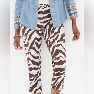 Chico's Brown and White Zebra-Print Crop Pants
